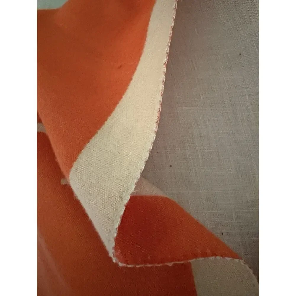 Oversized Cashmere Wrap Shawl Orange Ivory Equestrian Reversible Fringe Scarf